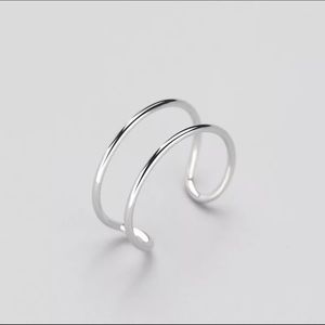 Double Line Adjustable Ring Silver